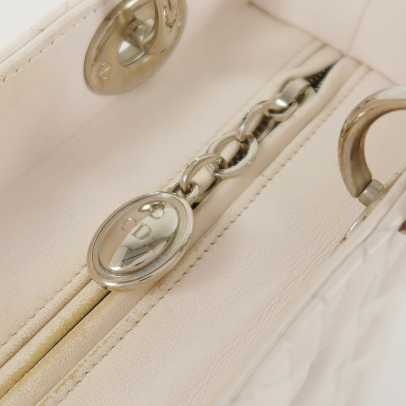 Dior 羊皮皮革Lady Dior Medium銀扣手挽袋-8