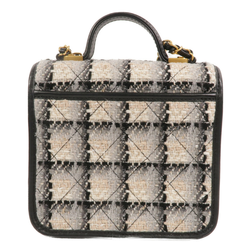 CHANEL Tweed/牛皮皮革Small Flap Bag With Top Handle鏈帶手挽肩背兩用袋-1