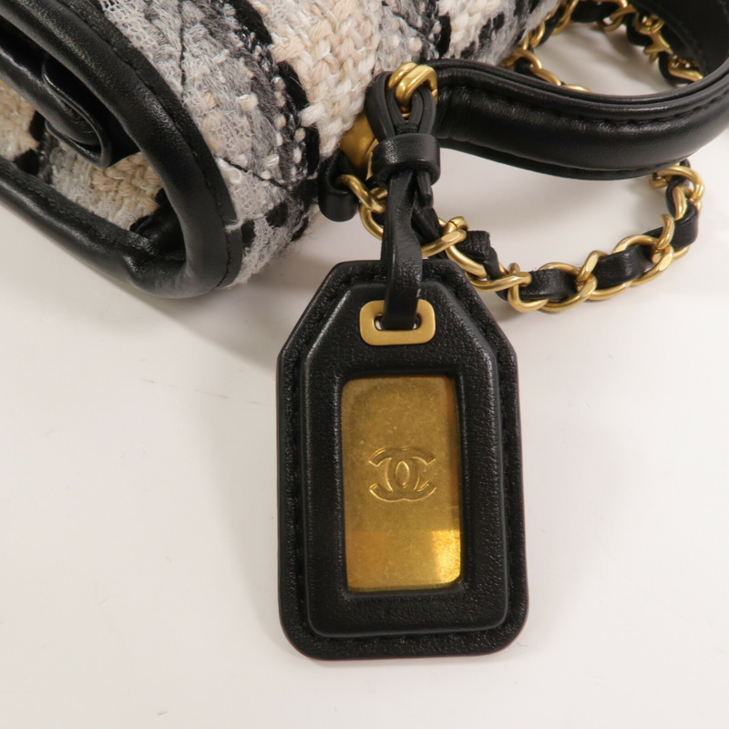 CHANEL Tweed/牛皮皮革Small Flap Bag With Top Handle鏈帶手挽肩背兩用袋-9