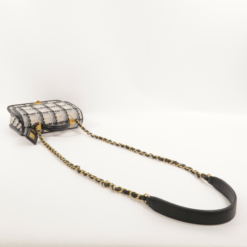 CHANEL Tweed/牛皮皮革Small Flap Bag With Top Handle鏈帶手挽肩背兩用袋-10