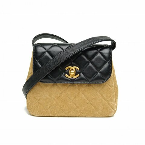 CHANEL 25A手工坊豎版口蓋包拼色鐳射標金扣肩背包
