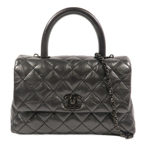 CHANEL 牛皮皮革Coco Handle Small鏈帶手挽肩背兩用袋