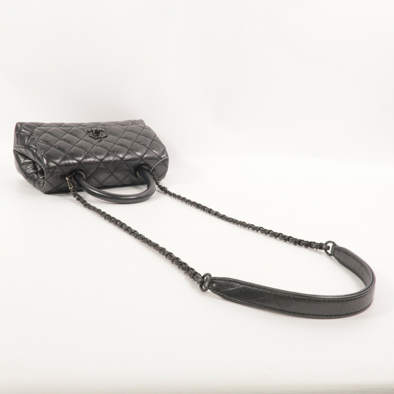 CHANEL 牛皮皮革Coco Handle Small鏈帶手挽肩背兩用袋-10