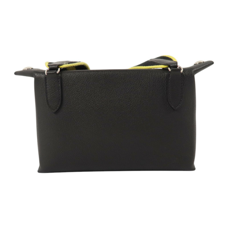 HERMES Togo皮革Vide Poches銀扣肩背袋Noir-1