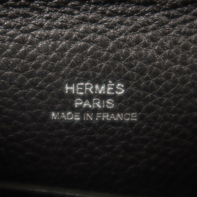 HERMES Togo皮革Vide Poches銀扣肩背袋Noir-5