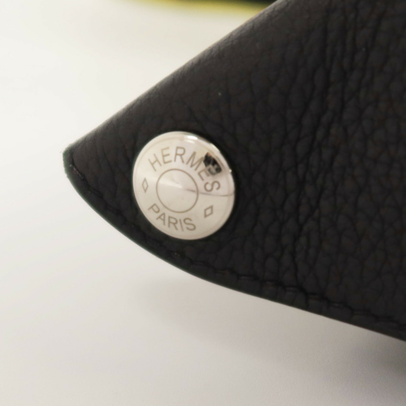 HERMES Togo皮革Vide Poches銀扣肩背袋Noir-9