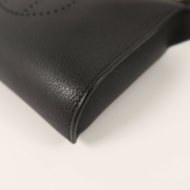 HERMES Togo皮革Vide Poches銀扣肩背袋Noir-11