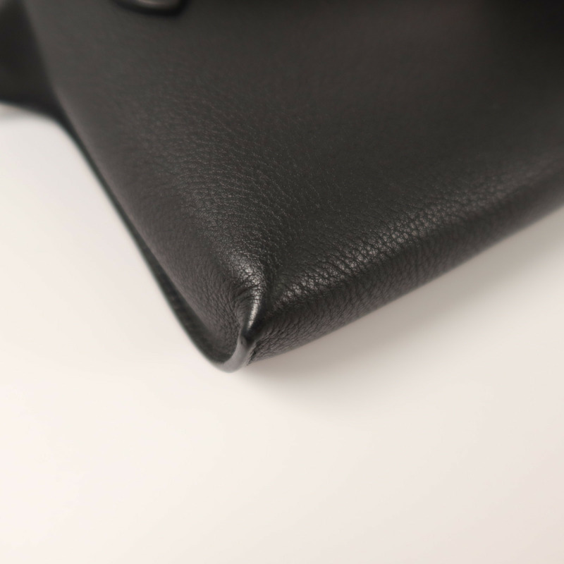 HERMES Togo皮革Vide Poches銀扣肩背袋Noir-12