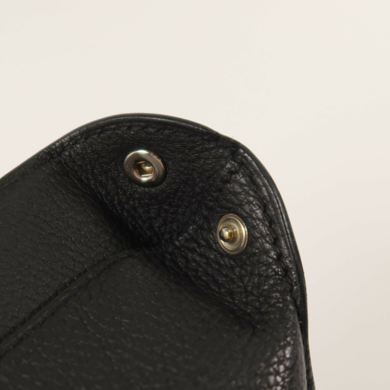 HERMES Togo皮革Vide Poches銀扣肩背袋Noir-15