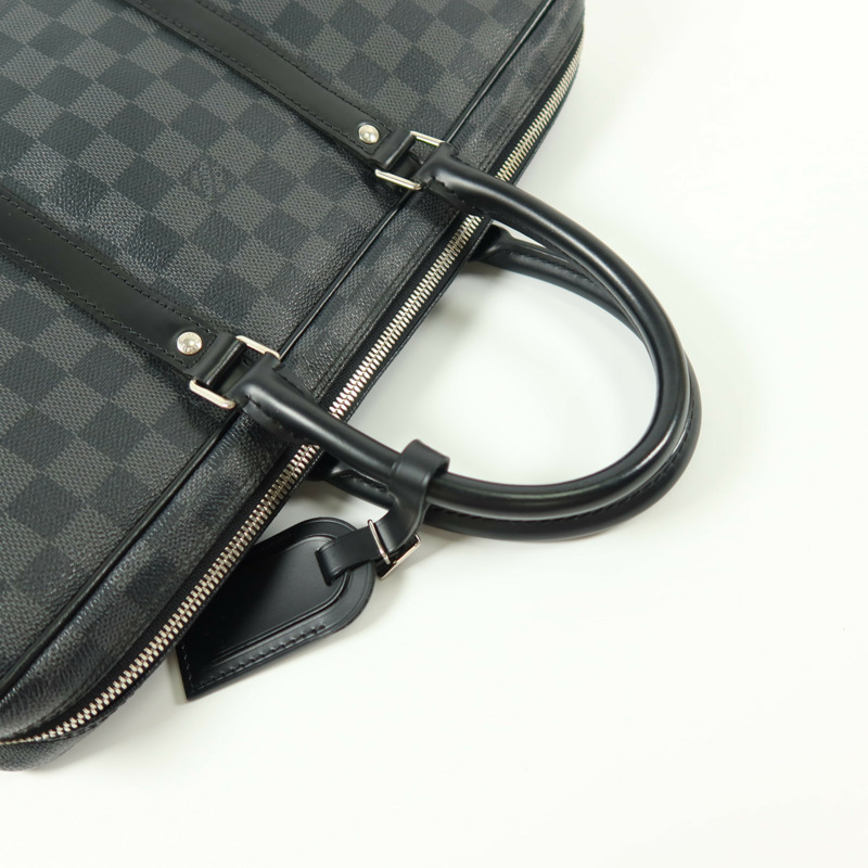 LOUIS VUITTON Damier Graphite Damier Graphite銀扣公事包-7