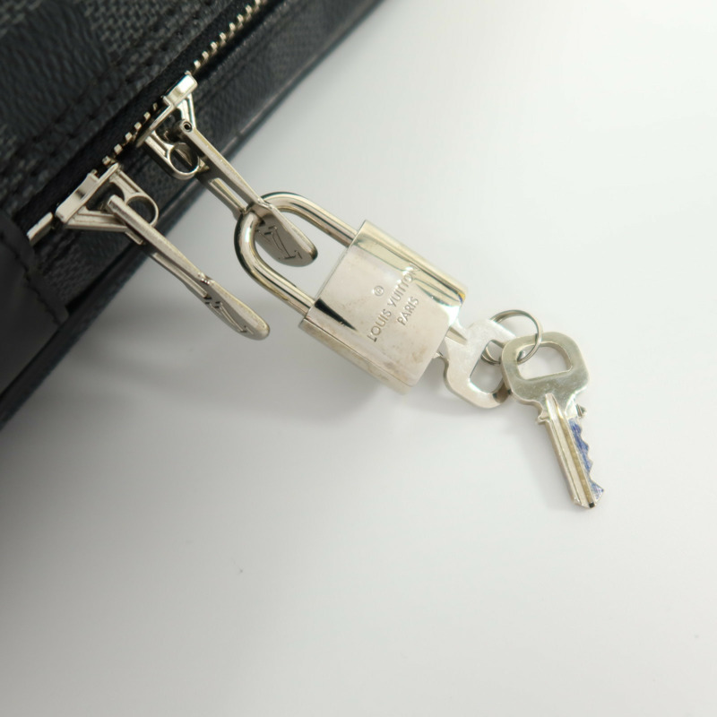 LOUIS VUITTON Damier Graphite Damier Graphite銀扣公事包-8