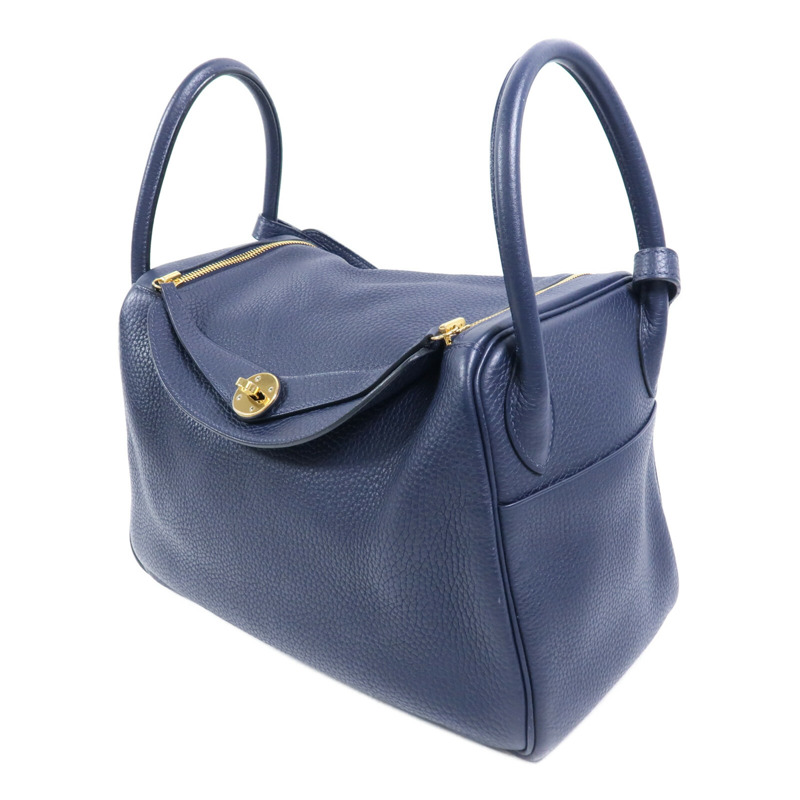 HERMES Clemence皮革Lindy 30肩背袋Bleu Nuit-2