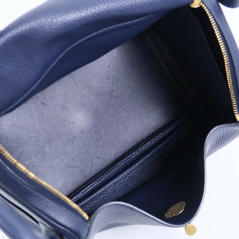 HERMES Clemence皮革Lindy 30肩背袋Bleu Nuit-4