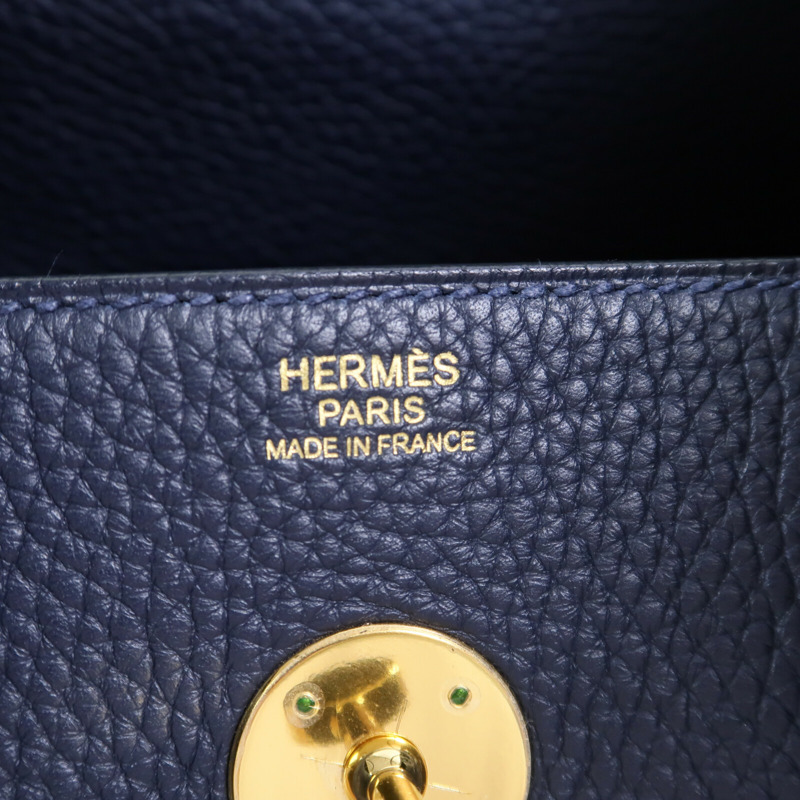 HERMES Clemence皮革Lindy 30肩背袋Bleu Nuit-5