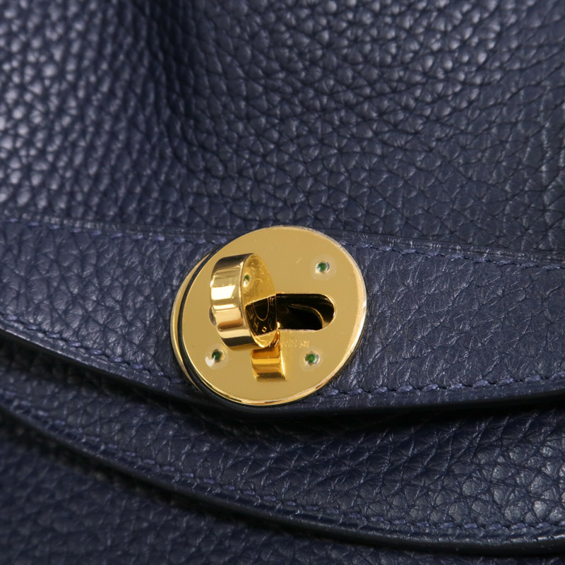 HERMES Clemence皮革Lindy 30肩背袋Bleu Nuit-6