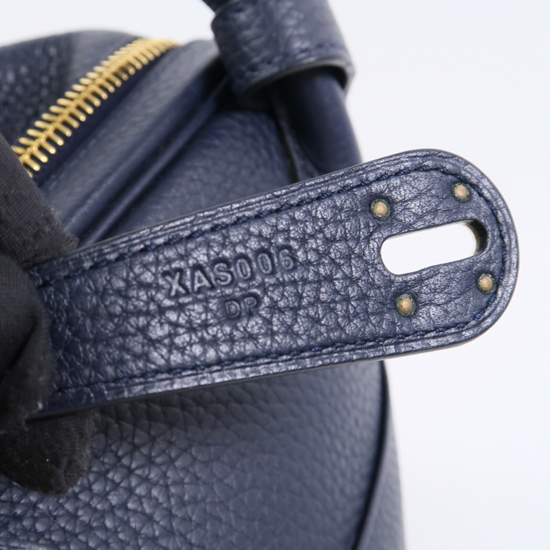 HERMES Clemence皮革Lindy 30肩背袋Bleu Nuit-7