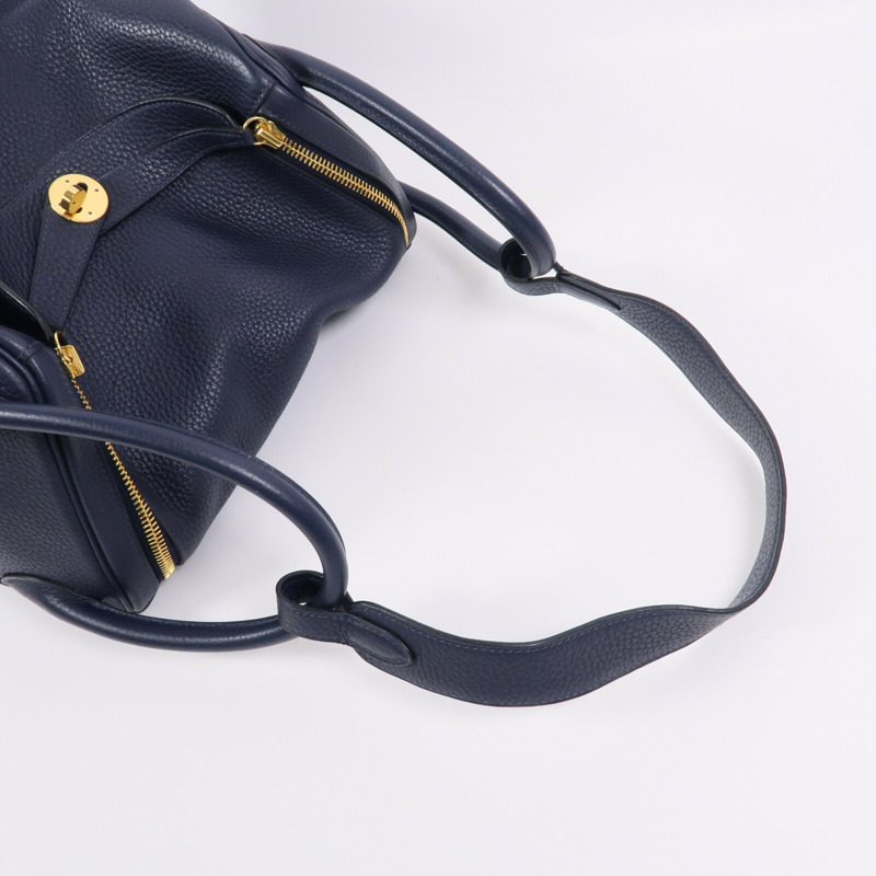 HERMES Clemence皮革Lindy 30肩背袋Bleu Nuit-8
