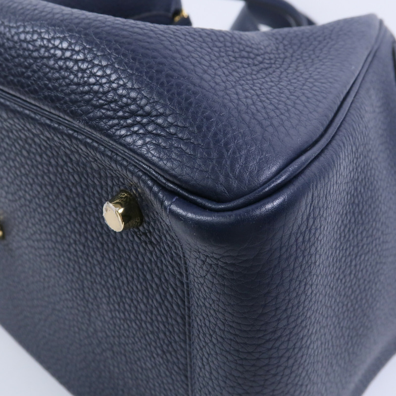 HERMES Clemence皮革Lindy 30肩背袋Bleu Nuit-10