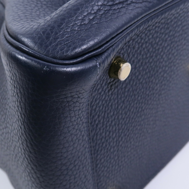 HERMES Clemence皮革Lindy 30肩背袋Bleu Nuit-11