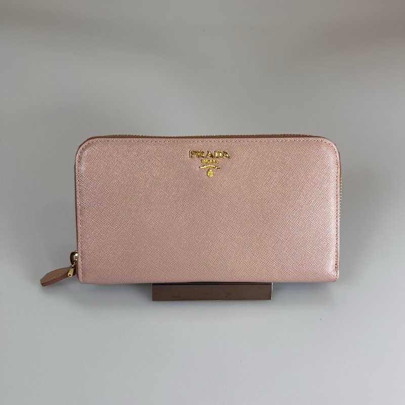 PRADA 粉色ㄇ拉長夾-0