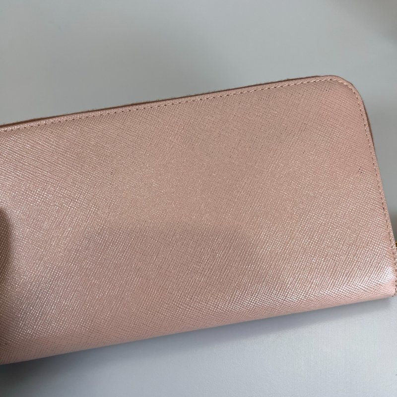 PRADA 粉色ㄇ拉長夾-7