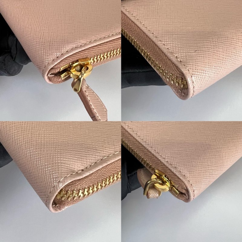 PRADA 粉色ㄇ拉長夾-9