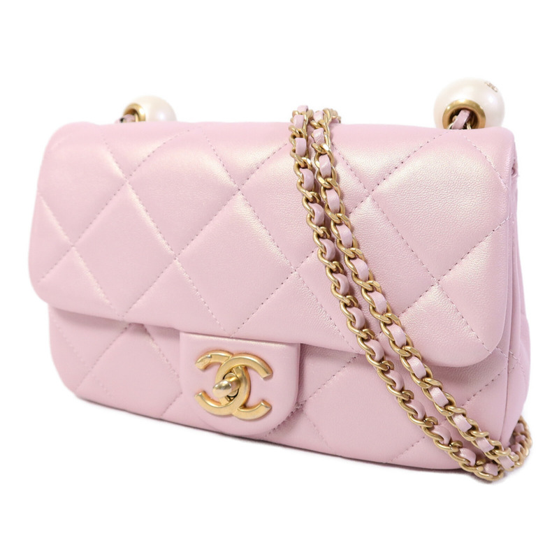 CHANEL 羊皮皮革Pearl Crush Mini Flap Bag鏈帶肩背袋-2
