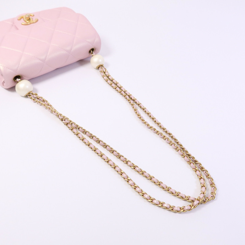 CHANEL 羊皮皮革Pearl Crush Mini Flap Bag鏈帶肩背袋-8
