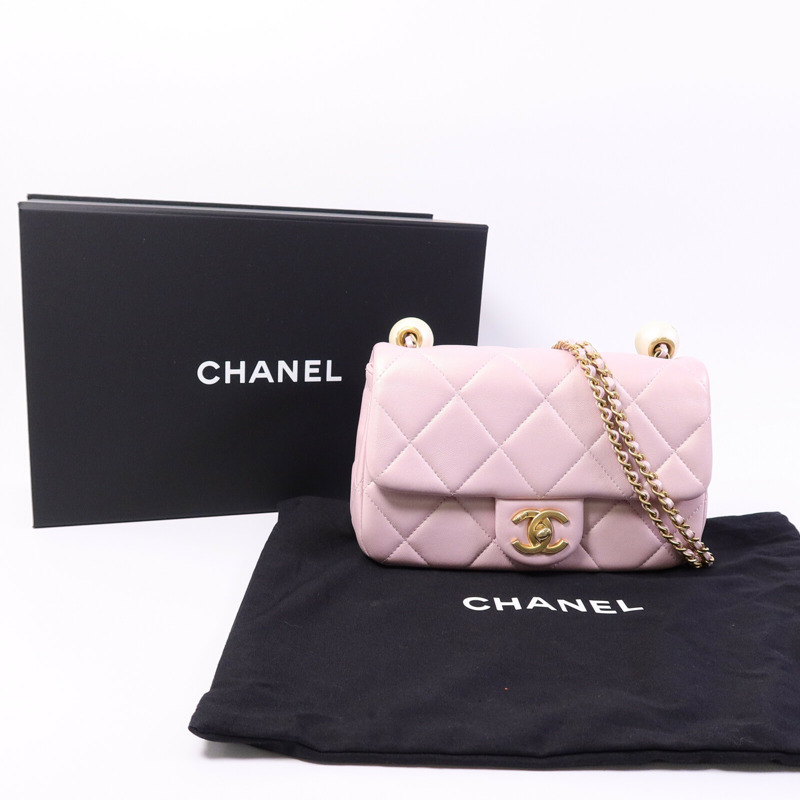 CHANEL 羊皮皮革Pearl Crush Mini Flap Bag鏈帶肩背袋-9