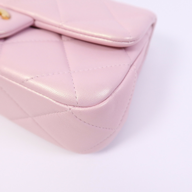 CHANEL 羊皮皮革Pearl Crush Mini Flap Bag鏈帶肩背袋-10