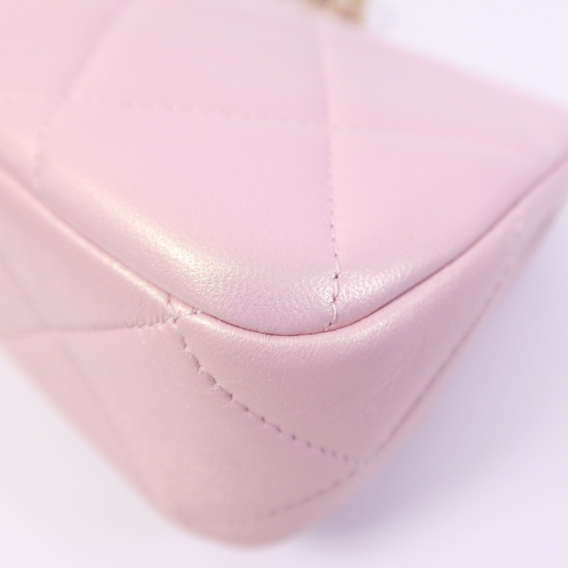 CHANEL 羊皮皮革Pearl Crush Mini Flap Bag鏈帶肩背袋-12