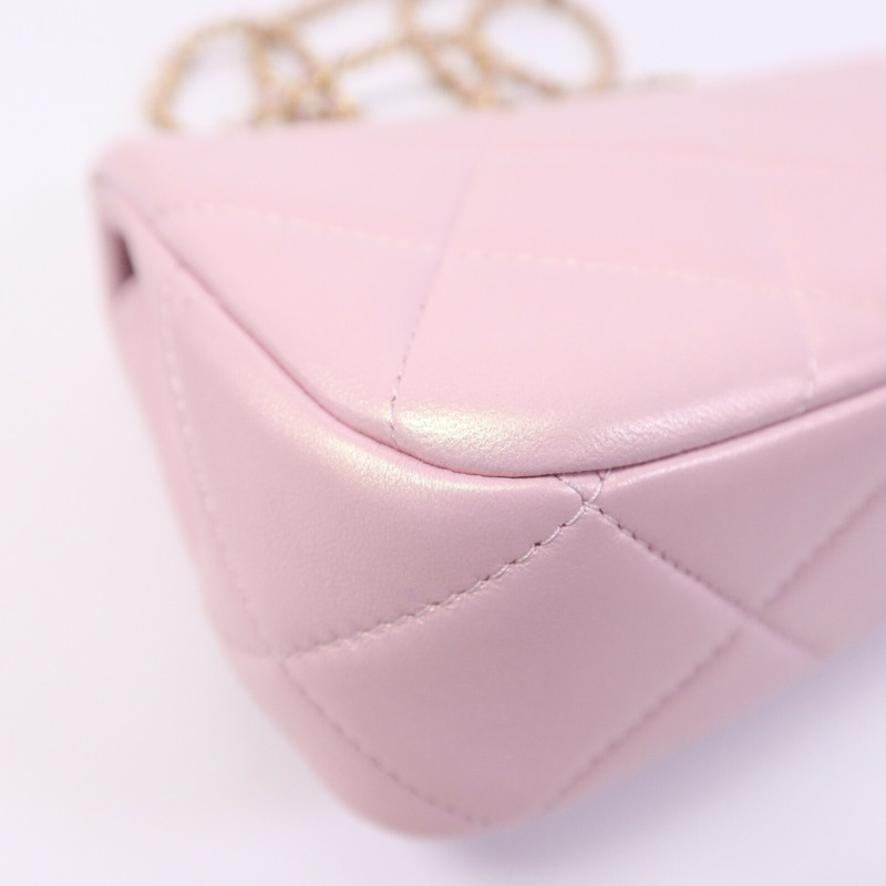 CHANEL 羊皮皮革Pearl Crush Mini Flap Bag鏈帶肩背袋-13