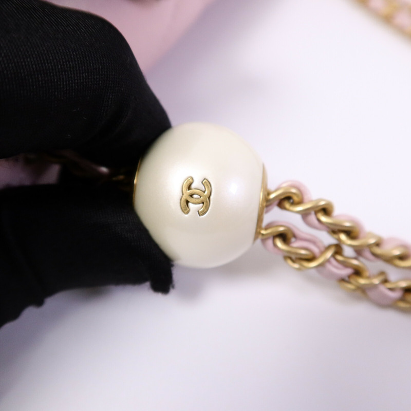 CHANEL 羊皮皮革Pearl Crush Mini Flap Bag鏈帶肩背袋-14