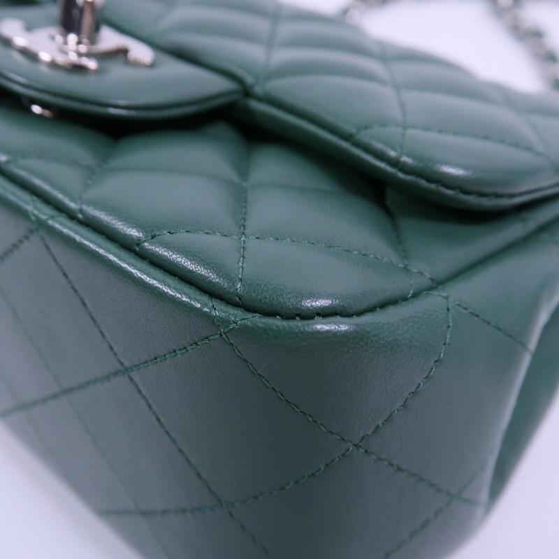 CHANEL 羊皮皮革Mini Classic 17鏈帶肩背袋-10