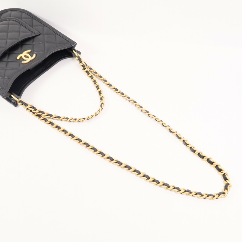 CHANEL 牛皮皮革24S Hobo鏈帶肩背袋-8