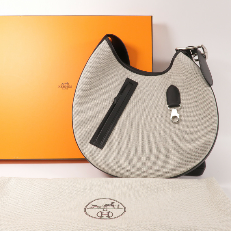 HERMES 帆布/Swift皮革Arcon Bag肩背袋Noir-10