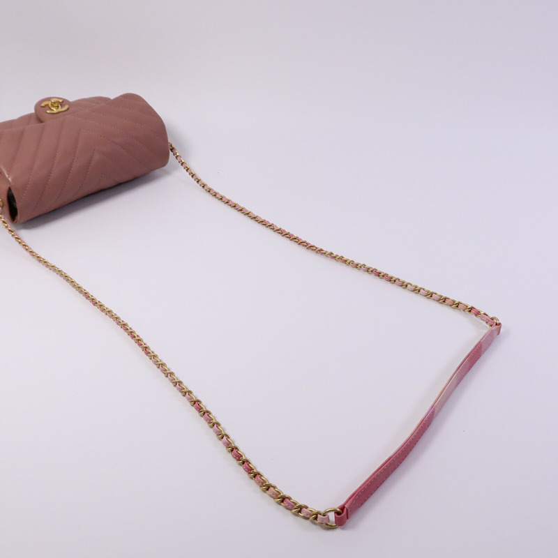 CHANEL 羊皮皮革Chain shoulder鏈帶肩背袋-8