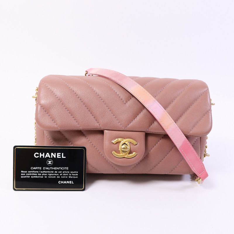 CHANEL 羊皮皮革Chain shoulder鏈帶肩背袋-9