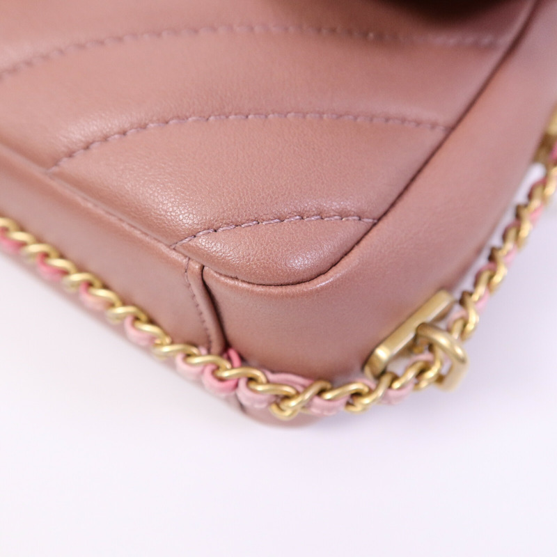 CHANEL 羊皮皮革Chain shoulder鏈帶肩背袋-10