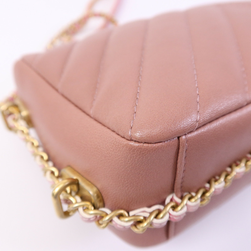 CHANEL 羊皮皮革Chain shoulder鏈帶肩背袋-13