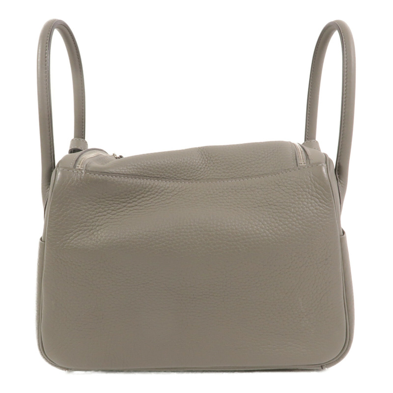 HERMES Clemence皮革Lindy 26手挽肩背兩用袋Gris Meyer-1
