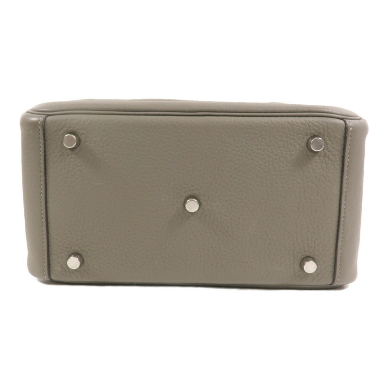 HERMES Clemence皮革Lindy 26手挽肩背兩用袋Gris Meyer-3