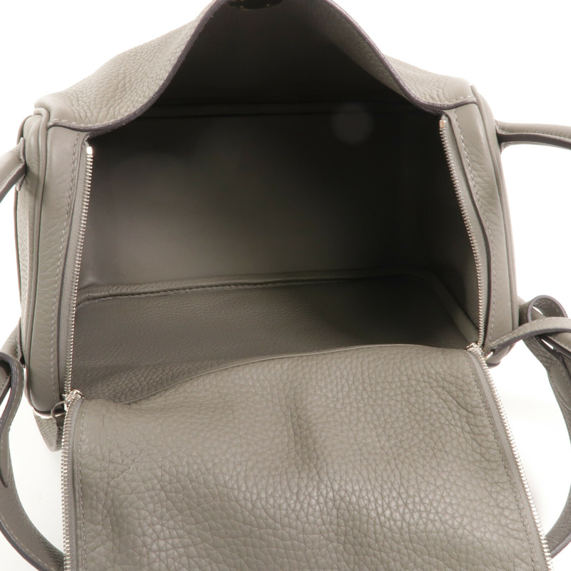 HERMES Clemence皮革Lindy 26手挽肩背兩用袋Gris Meyer-4