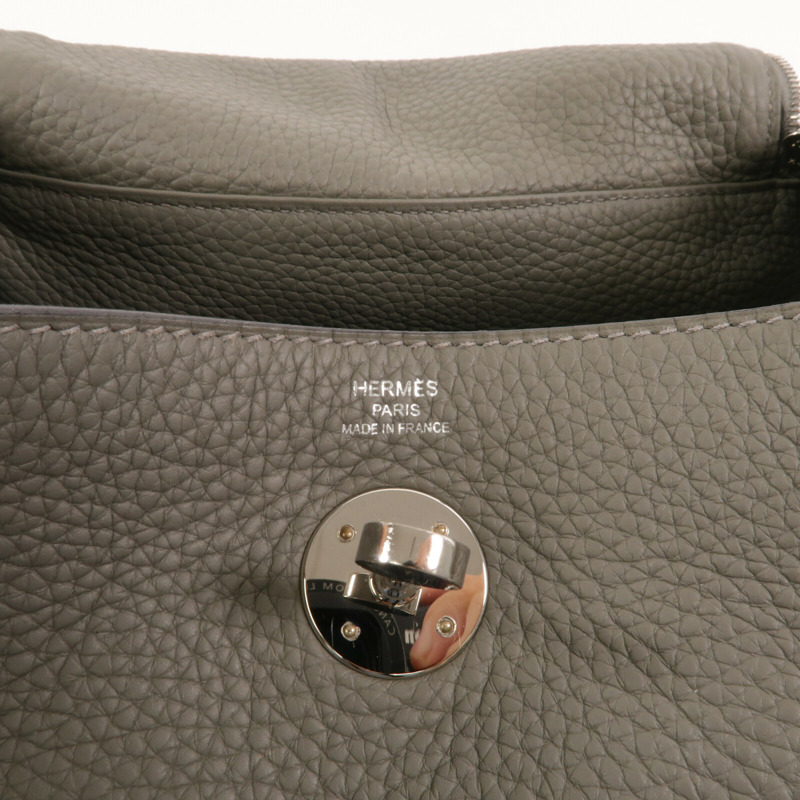 HERMES Clemence皮革Lindy 26手挽肩背兩用袋Gris Meyer-5