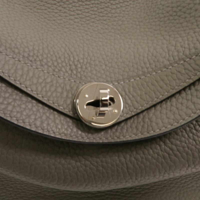 HERMES Clemence皮革Lindy 26手挽肩背兩用袋Gris Meyer-6