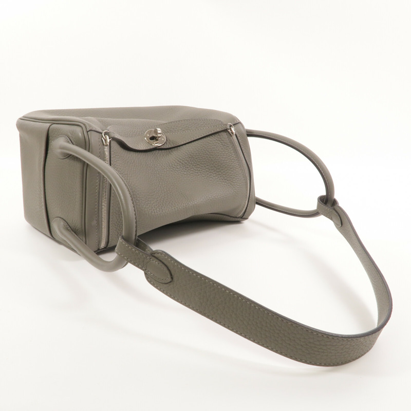 HERMES Clemence皮革Lindy 26手挽肩背兩用袋Gris Meyer-8
