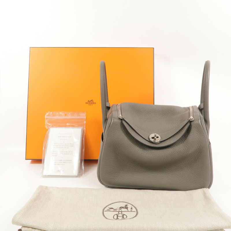 HERMES Clemence皮革Lindy 26手挽肩背兩用袋Gris Meyer-9