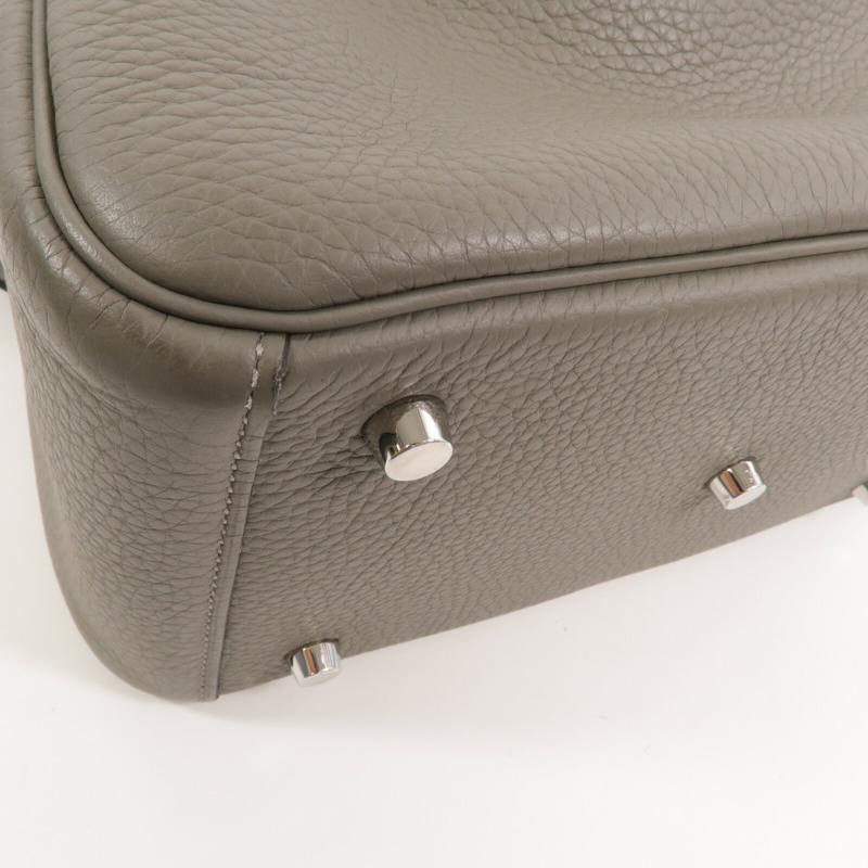 HERMES Clemence皮革Lindy 26手挽肩背兩用袋Gris Meyer-10