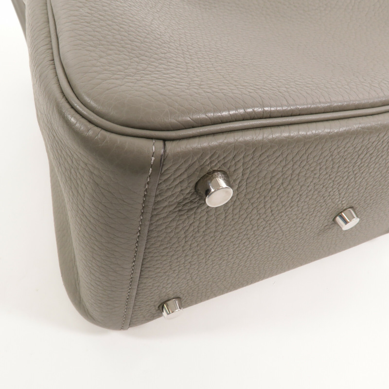 HERMES Clemence皮革Lindy 26手挽肩背兩用袋Gris Meyer-12