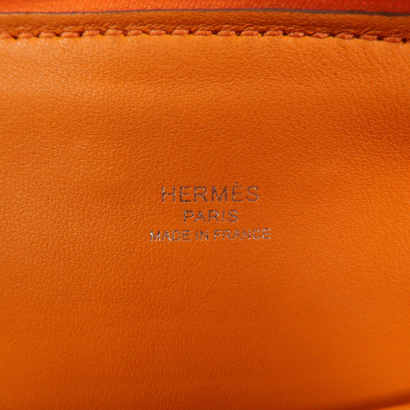 HERMES Chevre皮革Mini Bolide手挽肩背兩用袋Orange-5